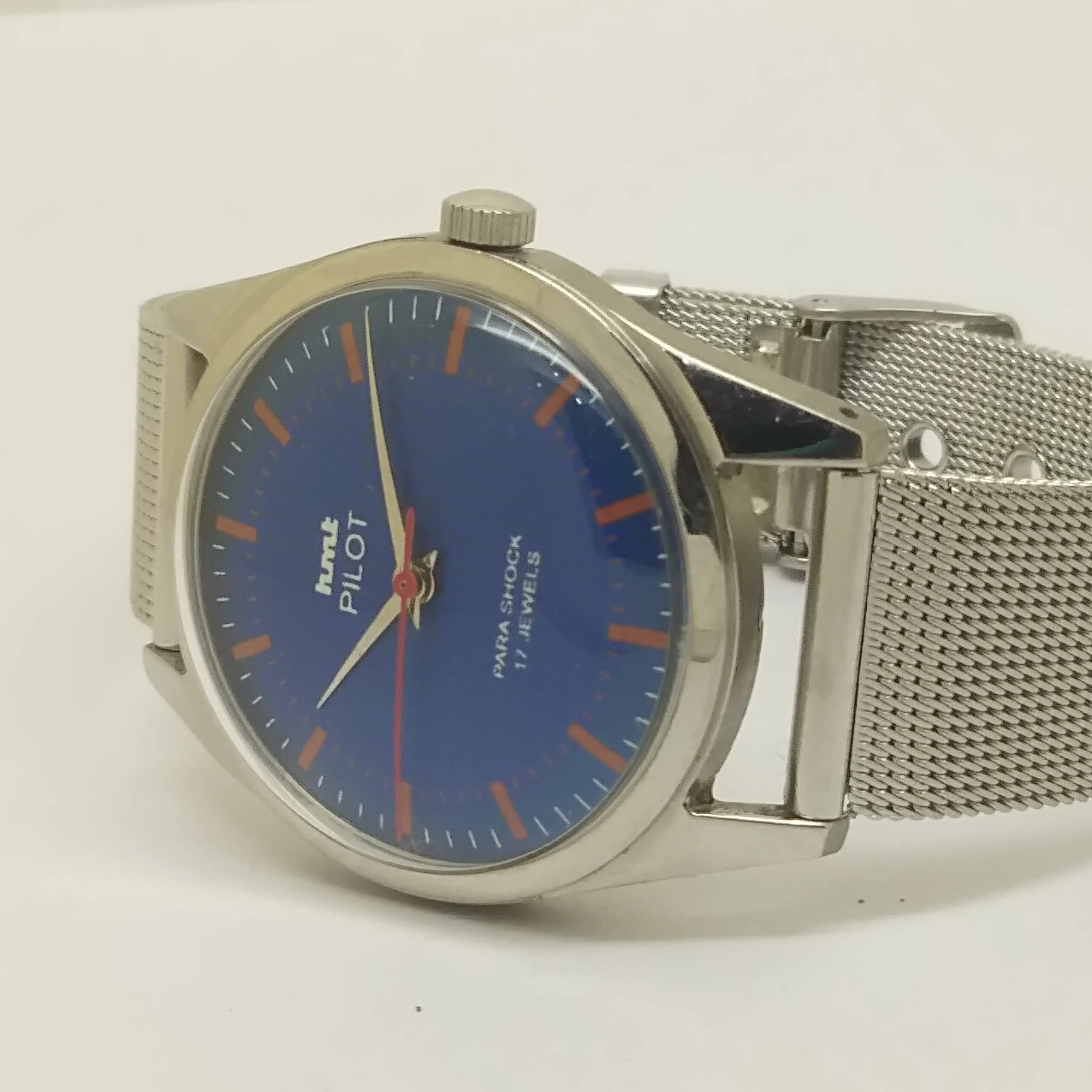 Hmt Pilot Mechanical Handwinding Movement stainless Steel Para Shock 17 Jewels Analog Dial Wrist Watch For Men National Watches