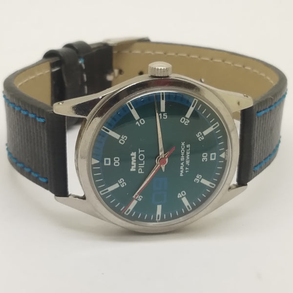 Hmt Pilot Mechanical Handwinding Movement leather Jewels Analog Dial Wrist Watch For Me