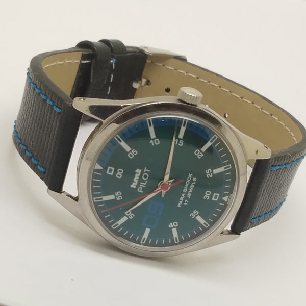 Hmt Pilot Mechanical Handwinding Movement leather Jewels Analog Dial Wrist Watch For Me
