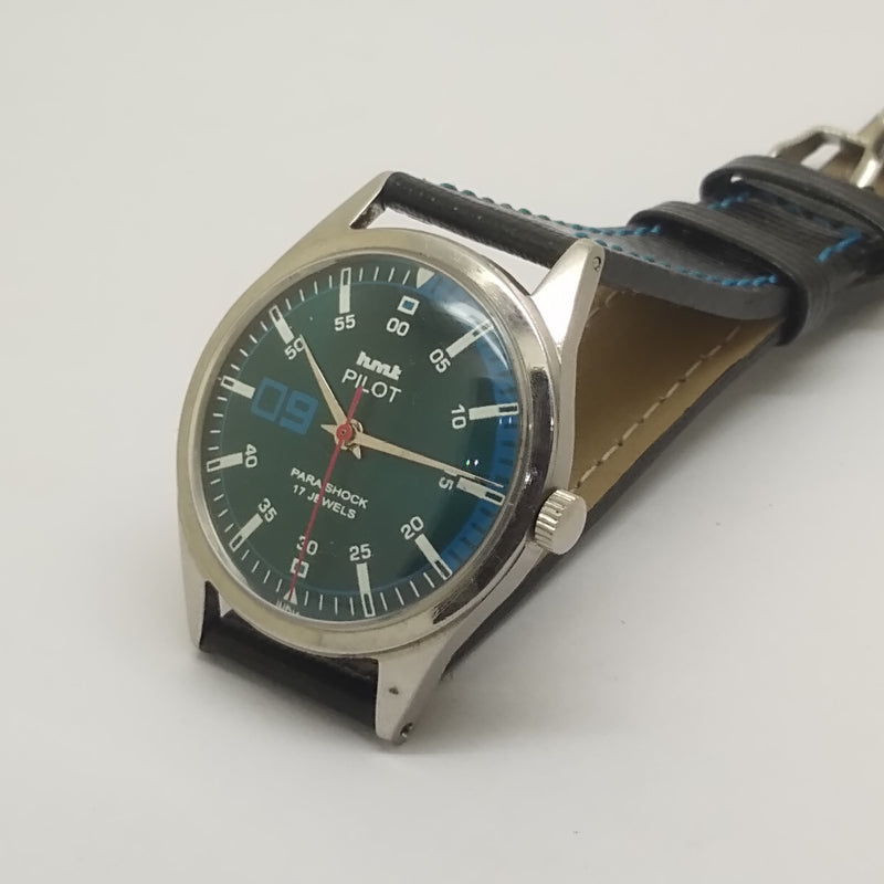 Hmt Pilot Mechanical Handwinding Movement leather Jewels Analog Dial Wrist Watch For Me