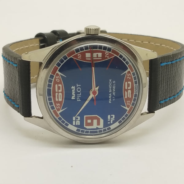 Hmt Pilot Mechanical Handwinding Movement leather Jewels Analog Dial Wrist Watch For Me