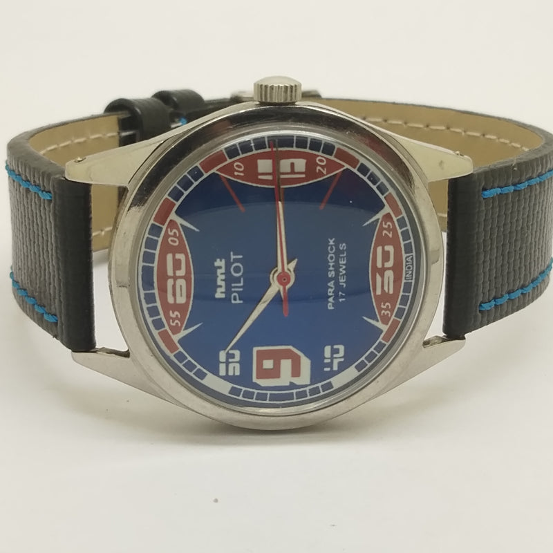 Hmt Pilot Mechanical Handwinding Movement leather Jewels Analog Dial Wrist Watch For Me