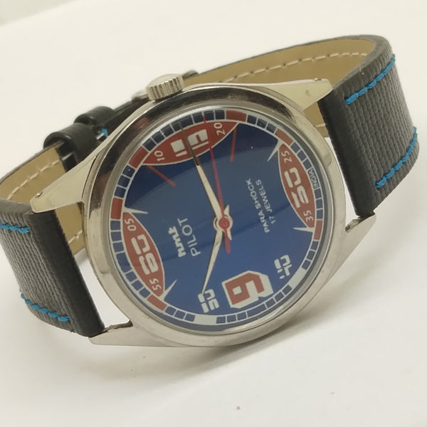 Hmt Pilot Mechanical Handwinding Movement leather Jewels Analog Dial Wrist Watch For Me