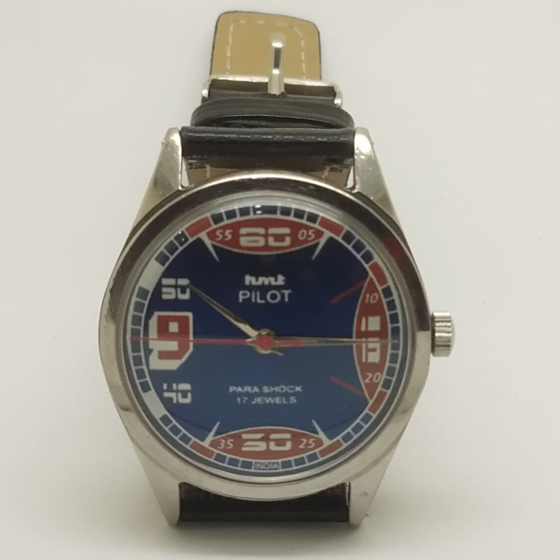 Hmt Pilot Mechanical Handwinding Movement leather Jewels Analog Dial Wrist Watch For Me