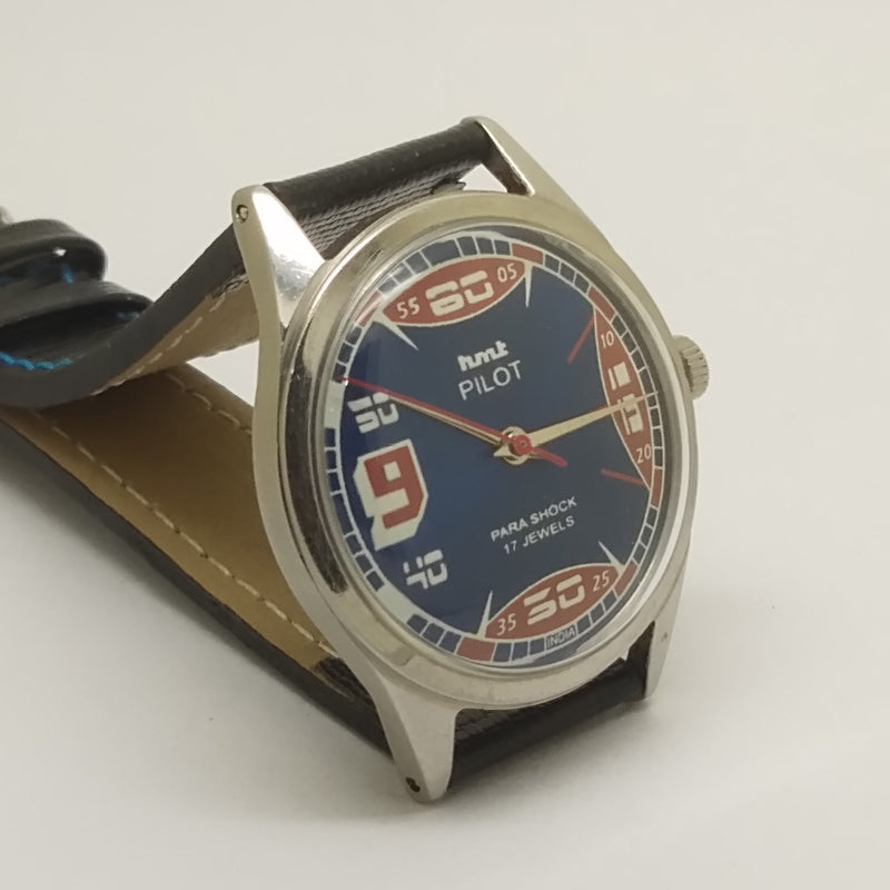 Hmt Pilot Mechanical Handwinding Movement leather Jewels Analog Dial Wrist Watch For Me