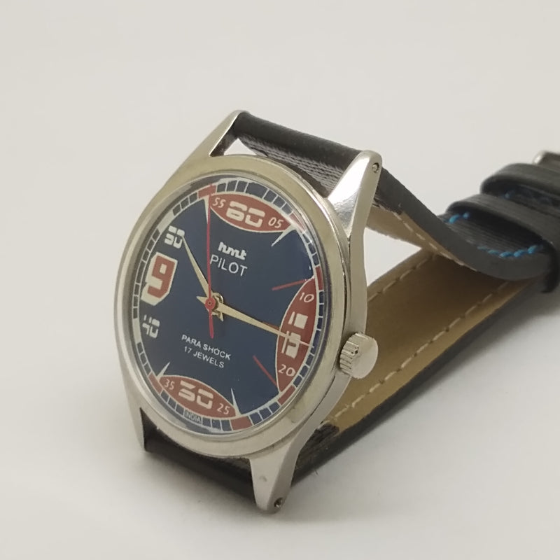 Hmt Pilot Mechanical Handwinding Movement leather Jewels Analog Dial Wrist Watch For Me