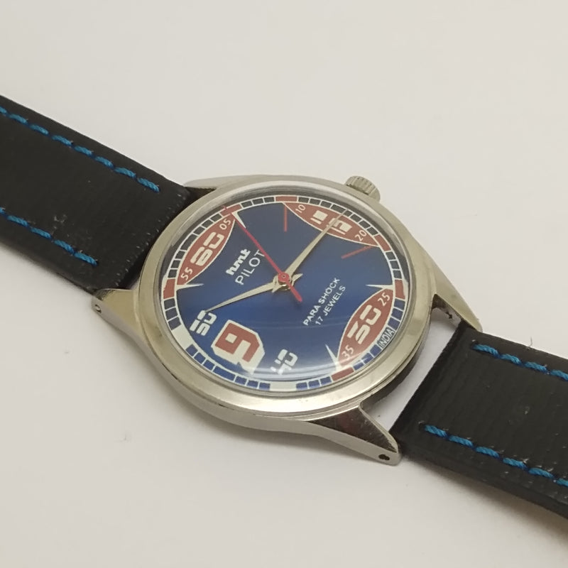 Hmt Pilot Mechanical Handwinding Movement leather Jewels Analog Dial Wrist Watch For Me