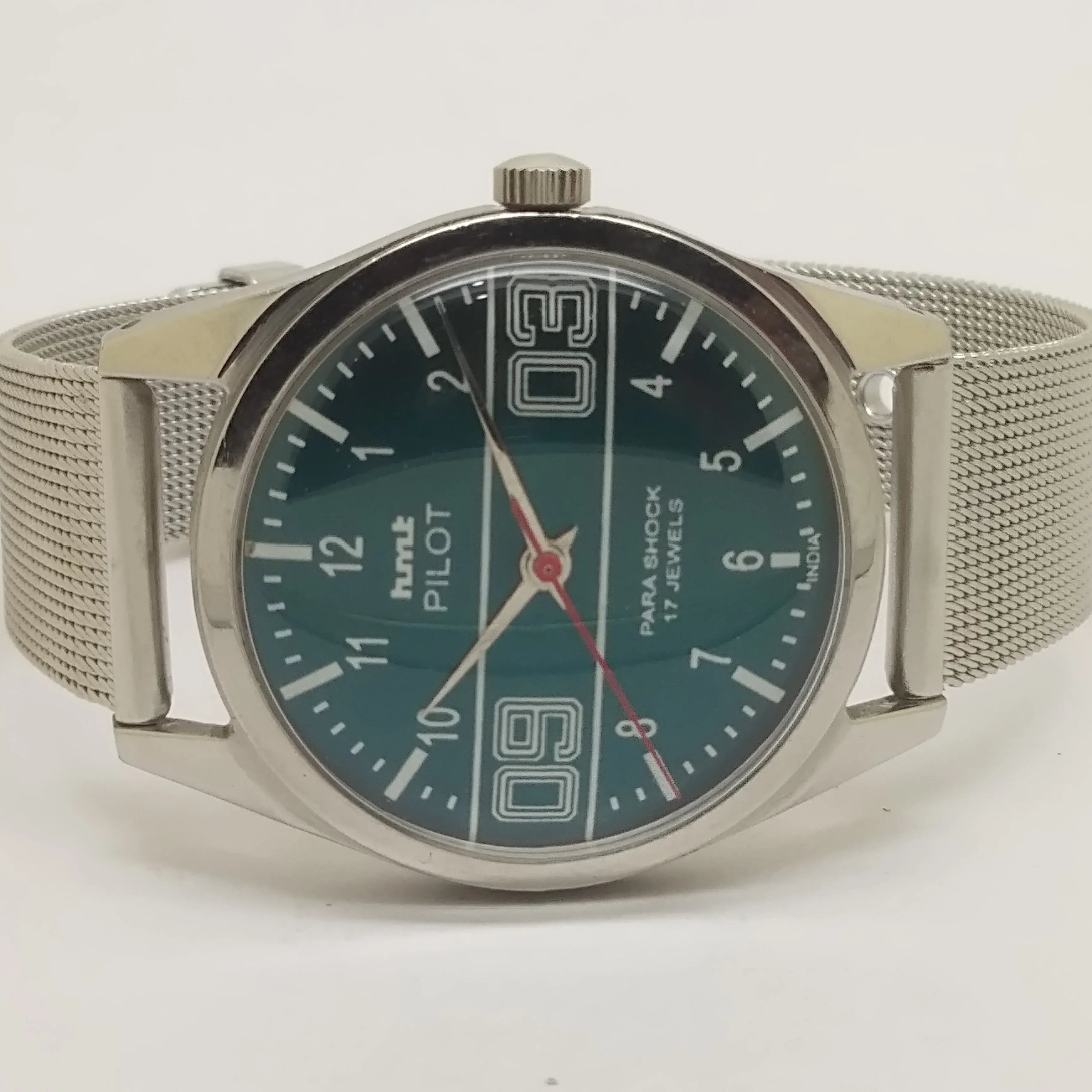 Hmt Pilot Mechanical Handwinding Movement stainless Steel Para Shock 17 Jewels Analog Dial Wrist Watch For Men National Watches