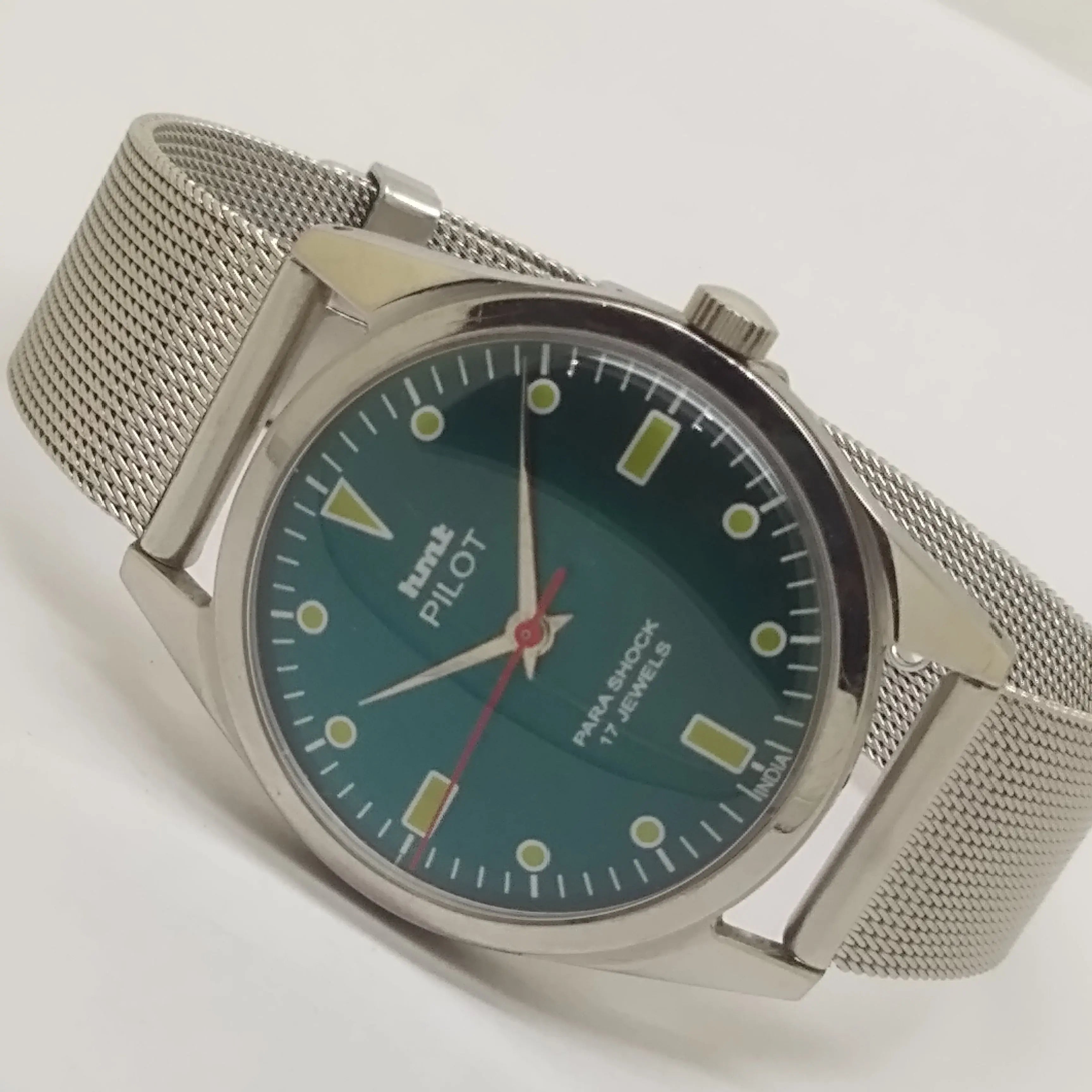 Hmt Pilot Mechanical Handwinding Movement stainless Steel Para Shock 17 Jewels Analog Dial Wrist Watch For Men National Watches