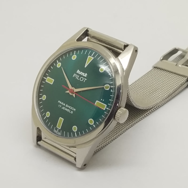 Hmt Pilot Mechanical Handwinding Movement stainless Steel Para Shock 17 Jewels Analog Dial Wrist Watch For Men