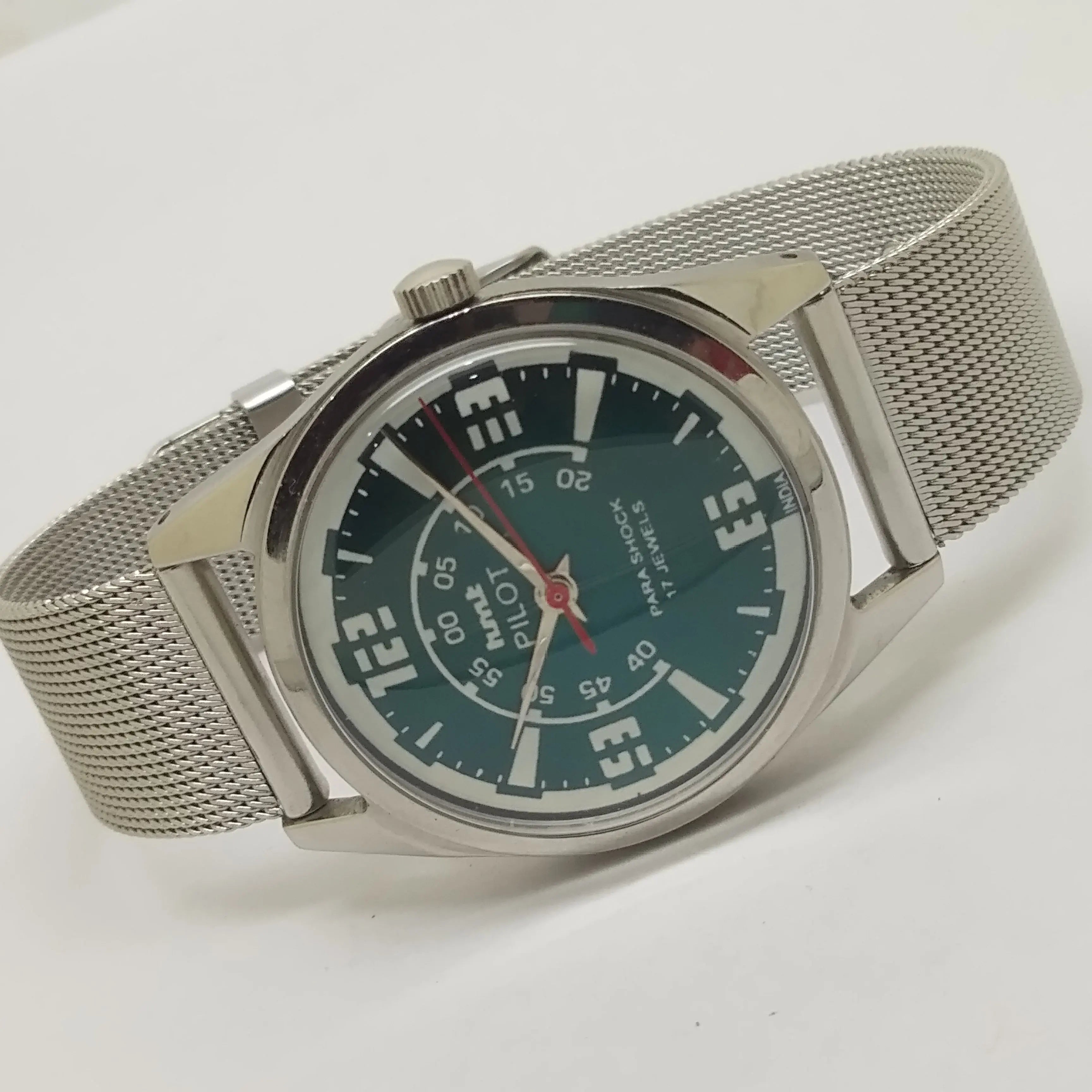 Hmt Pilot Mechanical Handwinding Movement stainless Steel Para Shock 17 Jewels Analog Dial Wrist Watch For Men National Watches