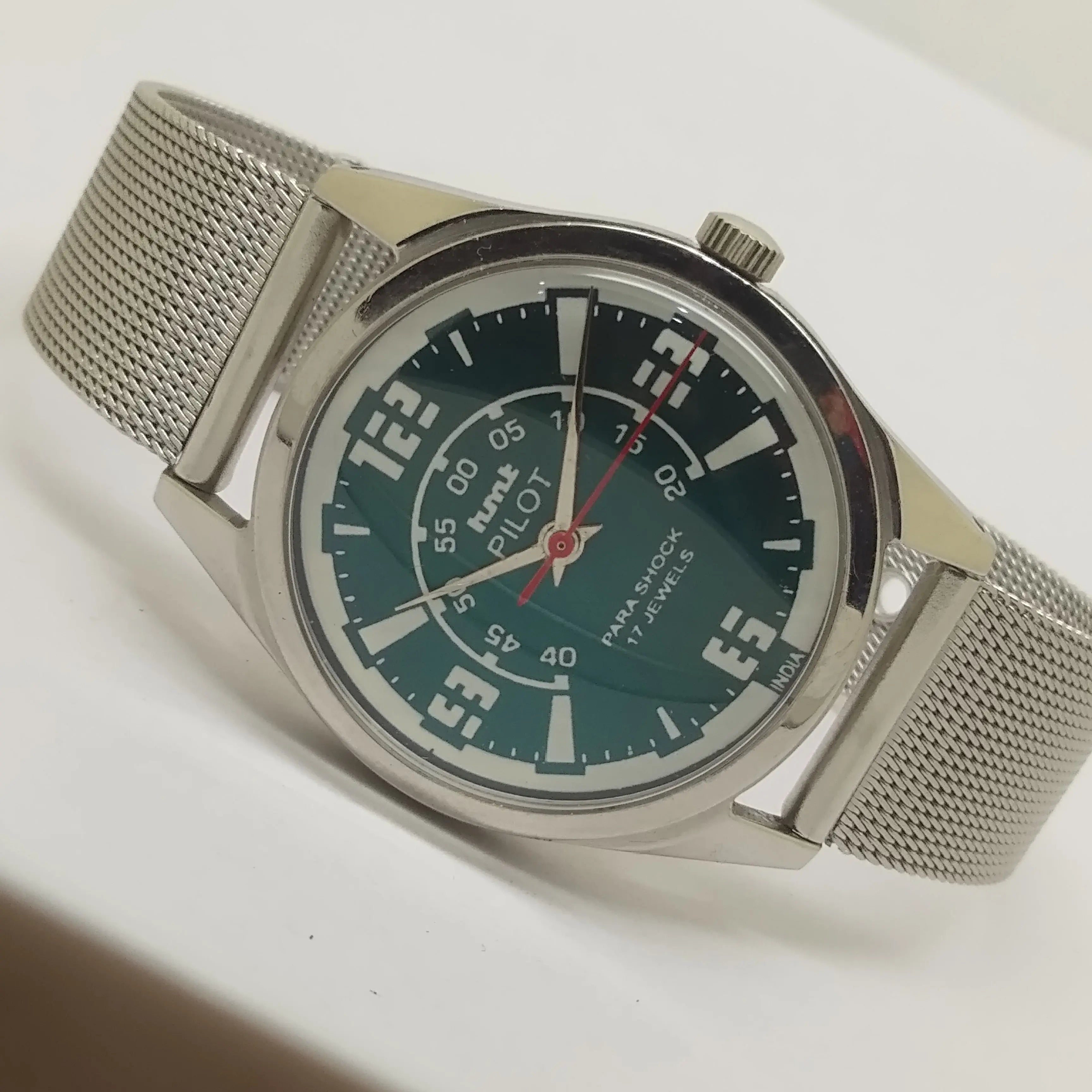 Hmt Pilot Mechanical Handwinding Movement stainless Steel Para Shock 17 Jewels Analog Dial Wrist Watch For Men National Watches
