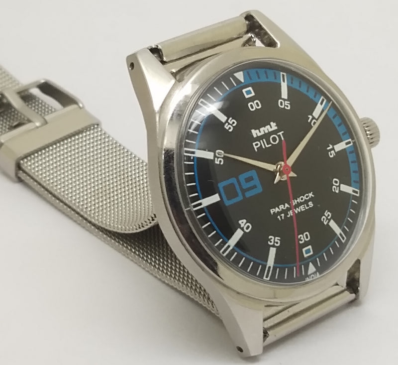 Hmt Pilot Mechanical Handwinding Movement stainless Steel Para Shock 17 Jewels Analog Dial Wrist Watch For Men