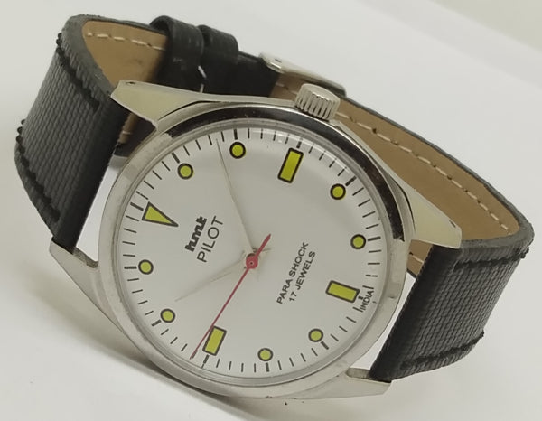Hmt Pilot Mechanical Handwinding Movement leather Jewels Analog Dial Wrist Watch For Me