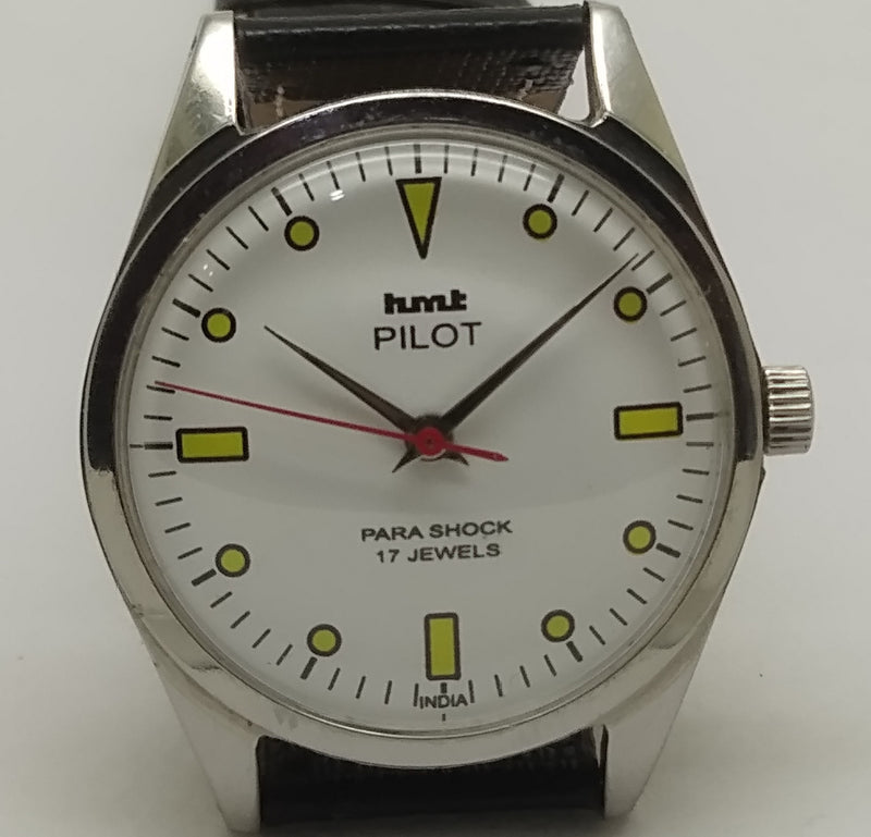 Hmt Pilot Mechanical Handwinding Movement leather Jewels Analog Dial Wrist Watch For Me