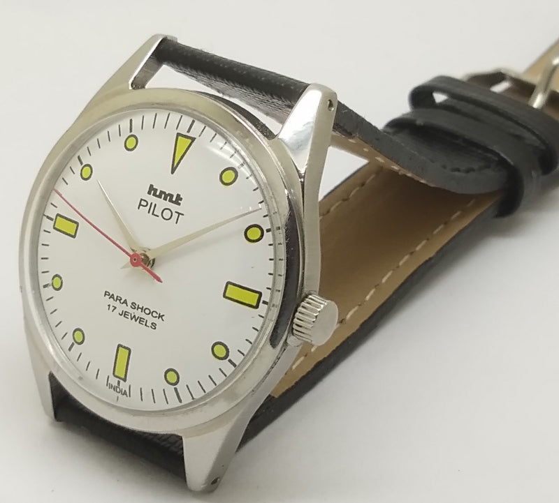 Hmt Pilot Mechanical Handwinding Movement leather Jewels Analog Dial Wrist Watch For Me
