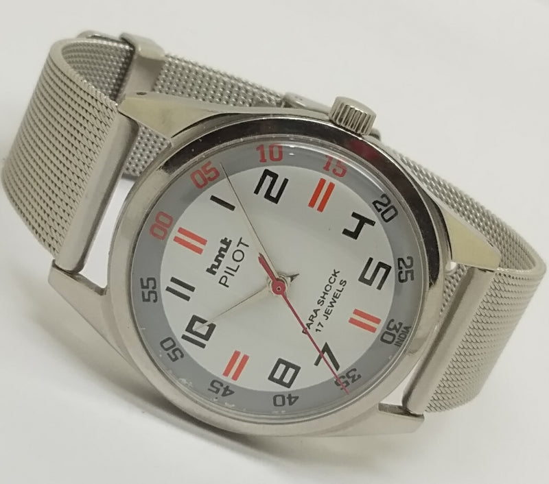 Hmt Pilot Mechanical Handwinding Movement stainless Steel Para Shock 17 Jewels Analog Dial Wrist Watch For Men
