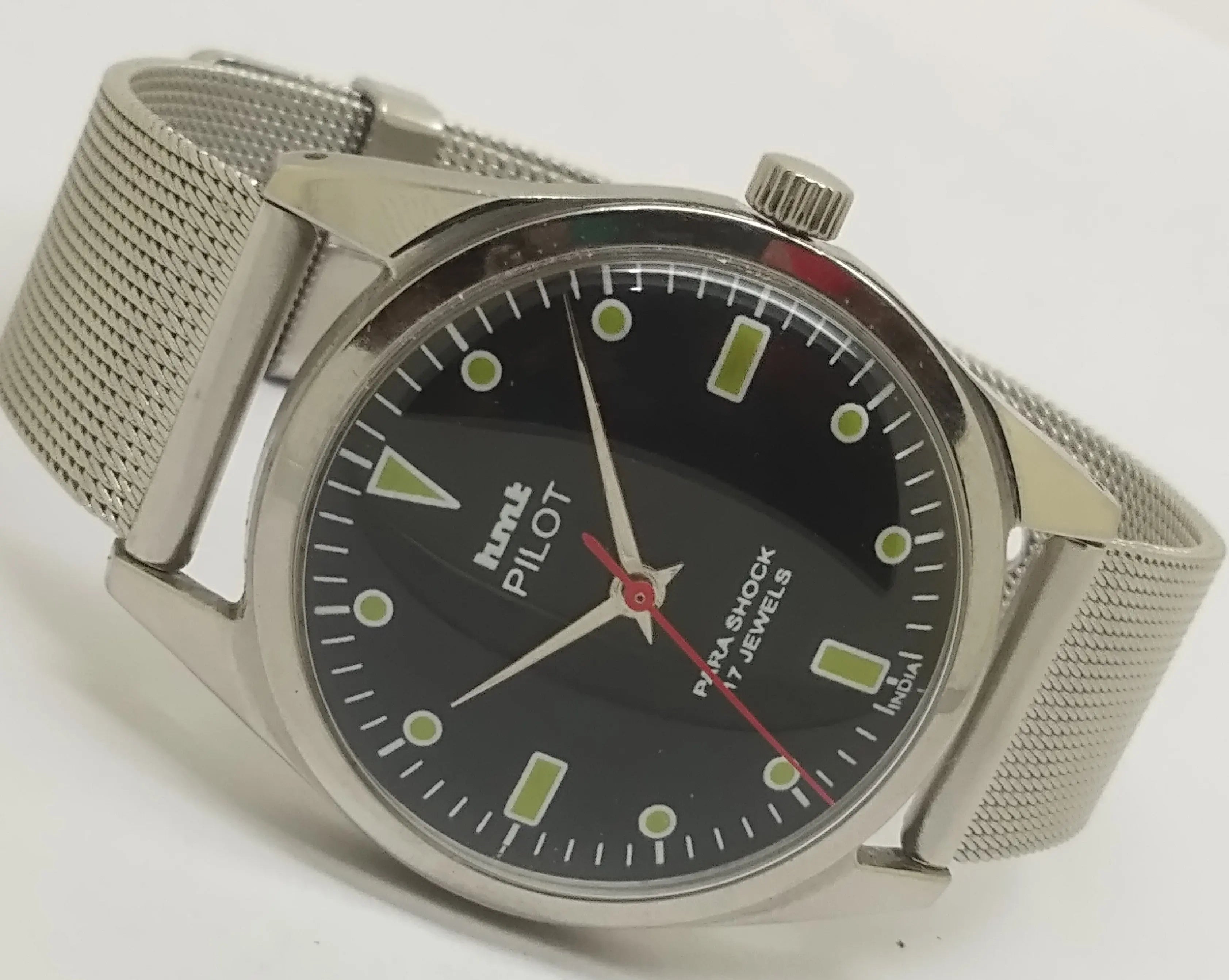 Hmt Pilot Mechanical Handwinding Movement stainless Steel Para Shock 17 Jewels Analog Dial Wrist Watch For Men National Watches