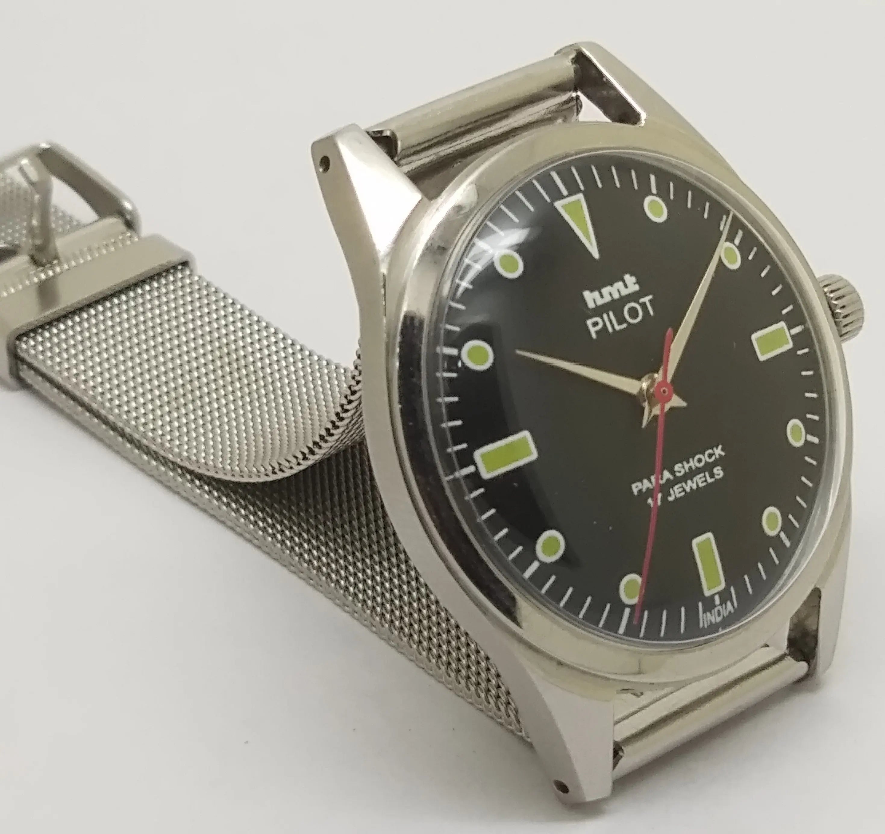 Hmt Pilot Mechanical Handwinding Movement stainless Steel Para Shock 17 Jewels Analog Dial Wrist Watch For Men National Watches
