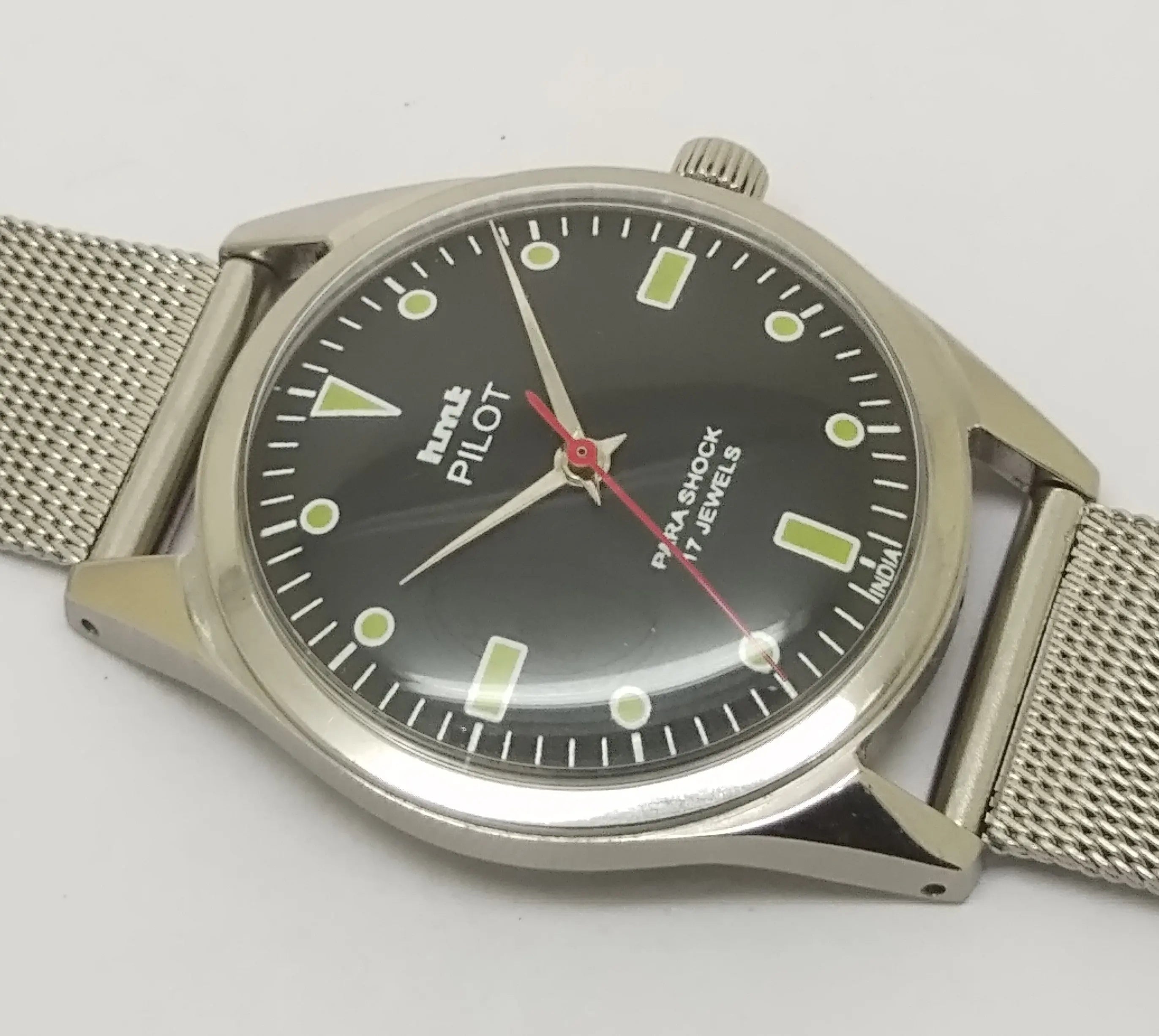 Hmt Pilot Mechanical Handwinding Movement stainless Steel Para Shock 17 Jewels Analog Dial Wrist Watch For Men National Watches