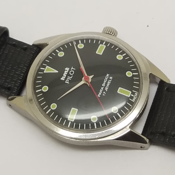 Hmt Pilot Mechanical Handwinding Movement leather Jewels Analog Dial Wrist Watch For Me
