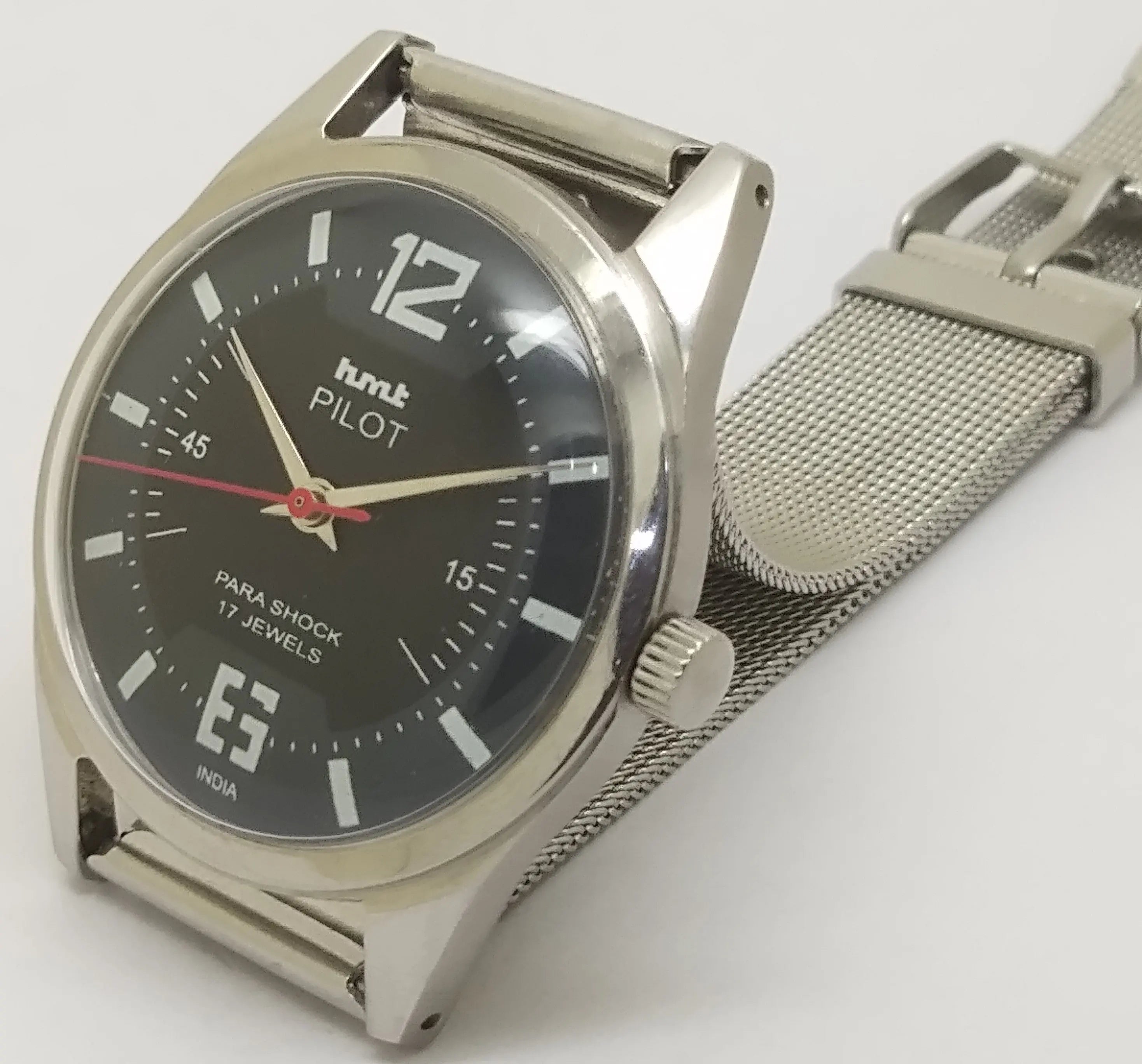 Hmt Pilot Mechanical Handwinding Movement stainless Steel Para Shock 17 Jewels Analog Dial Wrist Watch For Men National Watches