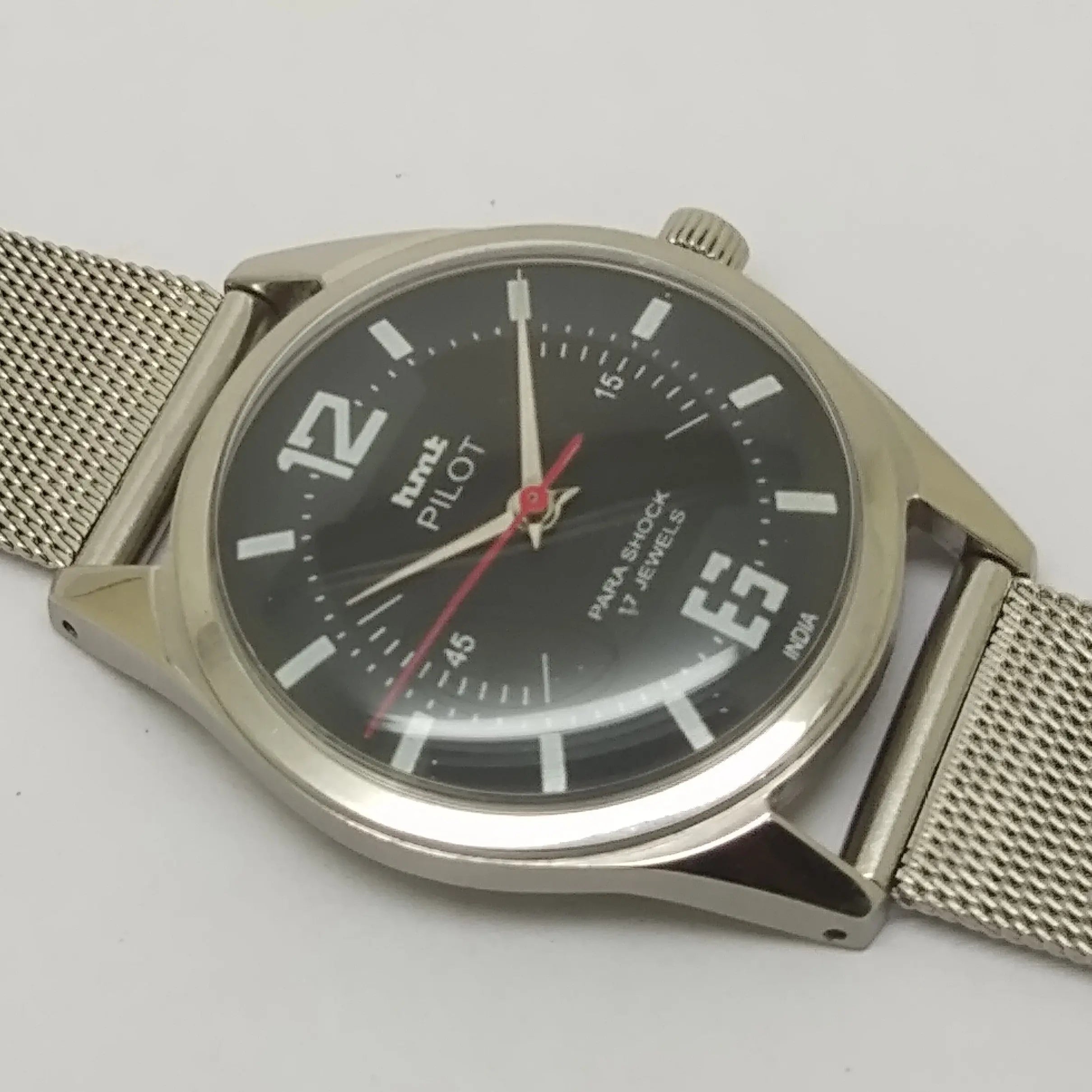 Hmt Pilot Mechanical Handwinding Movement stainless Steel Para Shock 17 Jewels Analog Dial Wrist Watch For Men National Watches