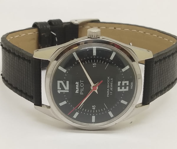 Hmt Pilot Mechanical Handwinding Movement leather Jewels Analog Dial Wrist Watch For Me
