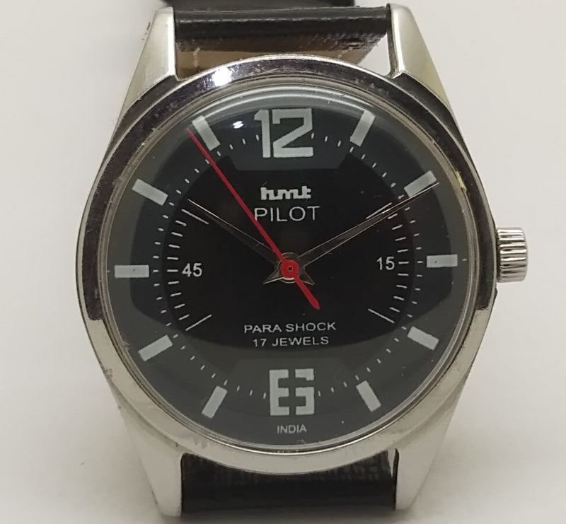 Hmt Pilot Mechanical Handwinding Movement leather Jewels Analog Dial Wrist Watch For Me