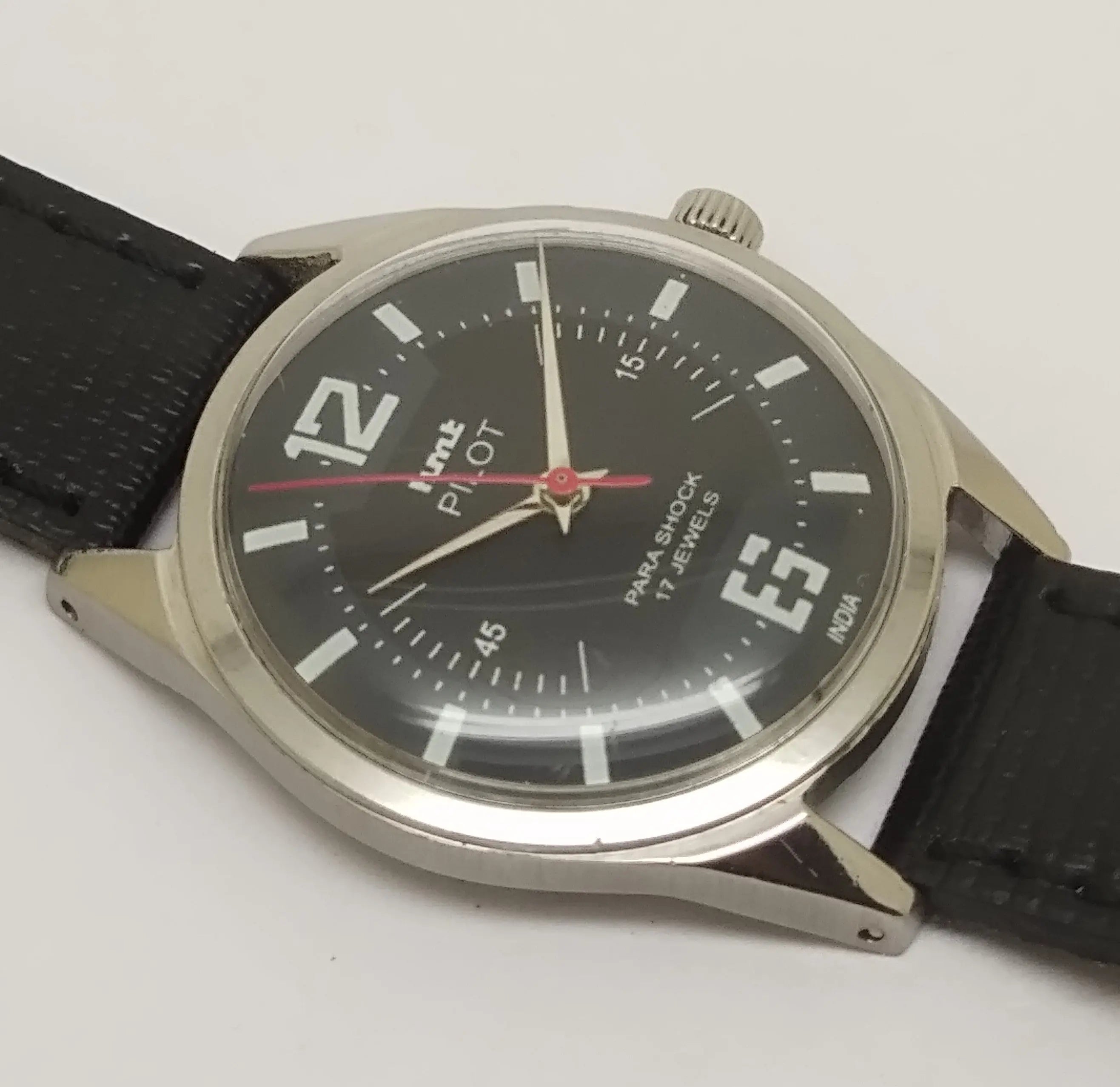 Hmt Pilot Mechanical Handwinding Movement leather Jewels Analog Dial Wrist Watch For Men National Watches