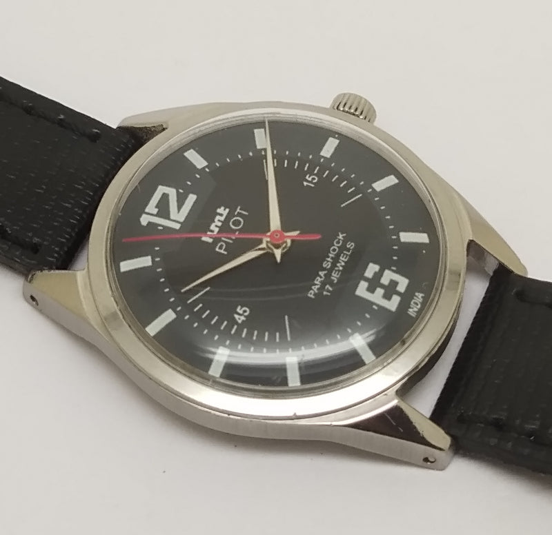 Hmt Pilot Mechanical Handwinding Movement leather Jewels Analog Dial Wrist Watch For Me