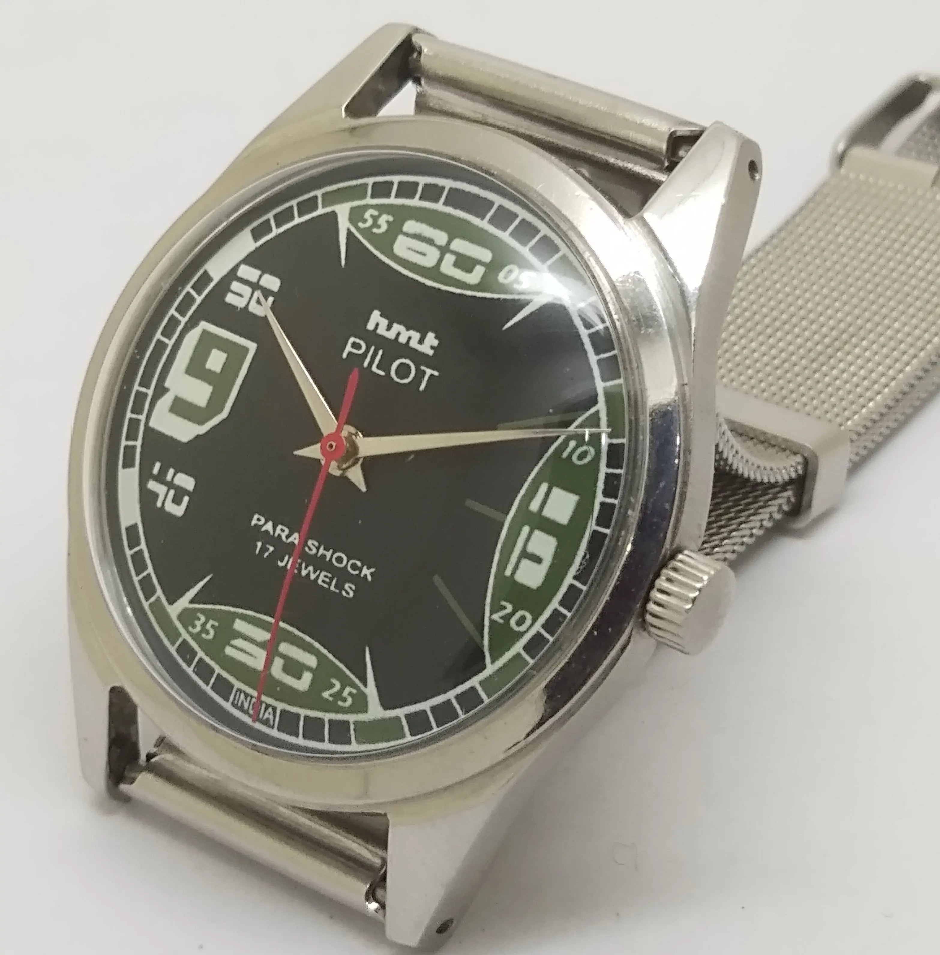 Hmt Pilot Mechanical Handwinding Movement stainless Steel Para Shock 17 Jewels Analog Dial Wrist Watch For Men National Watches