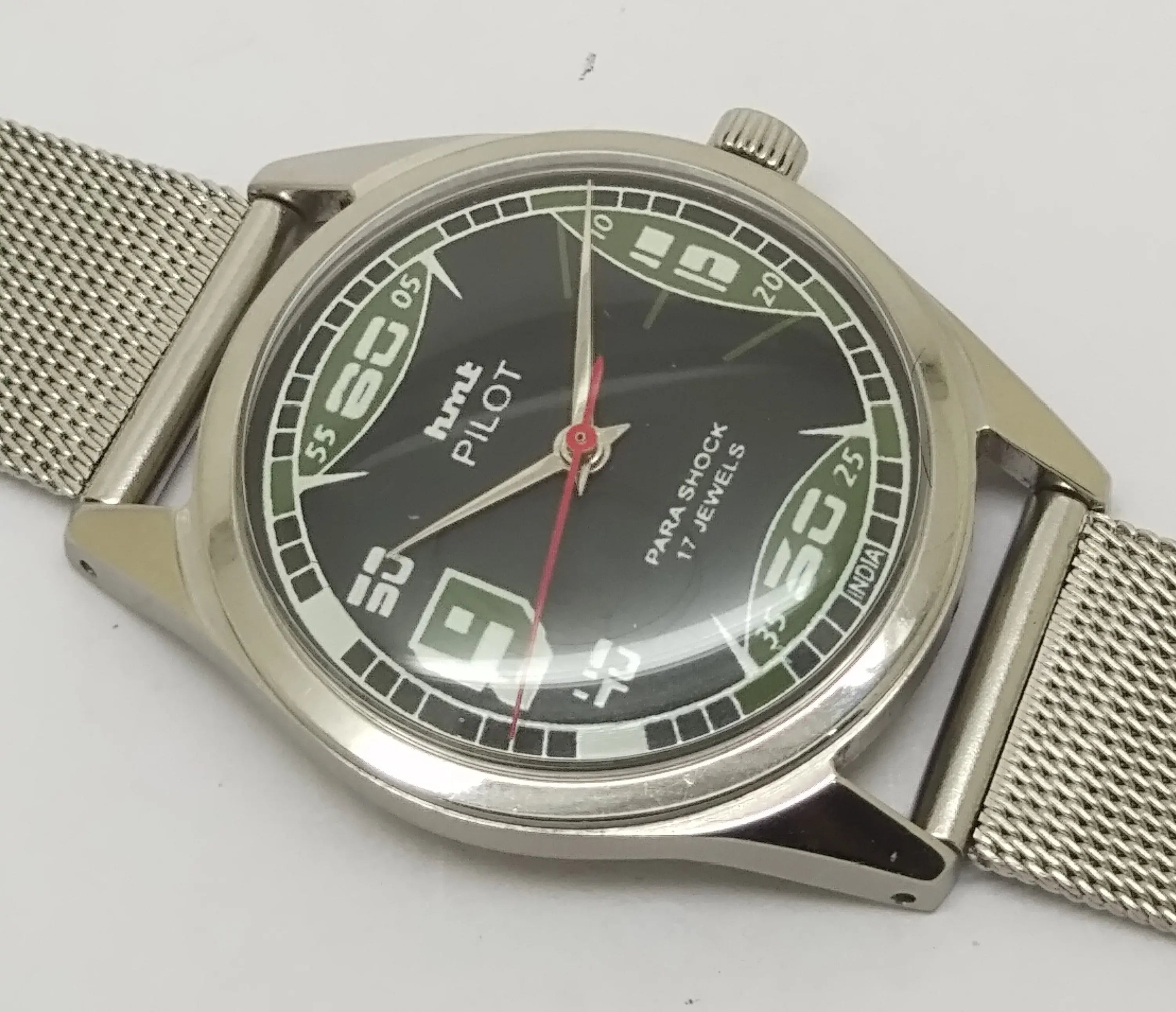 Hmt Pilot Mechanical Handwinding Movement stainless Steel Para Shock 17 Jewels Analog Dial Wrist Watch For Men National Watches