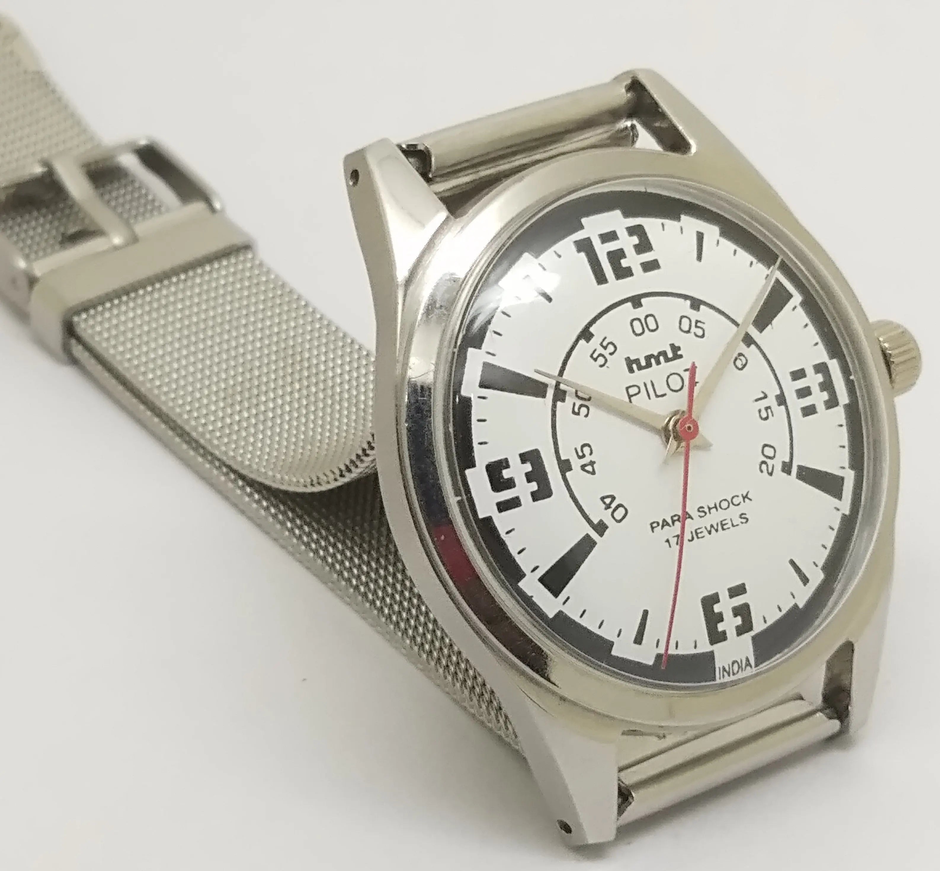 Hmt Pilot Mechanical Handwinding Movement stainless Steel Para Shock 17 Jewels Analog Dial Wrist Watch For Men National Watches