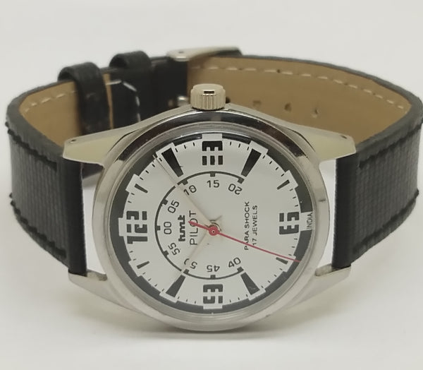 Hmt Pilot Mechanical Handwinding Movement leather Jewels Analog Dial Wrist Watch For Me