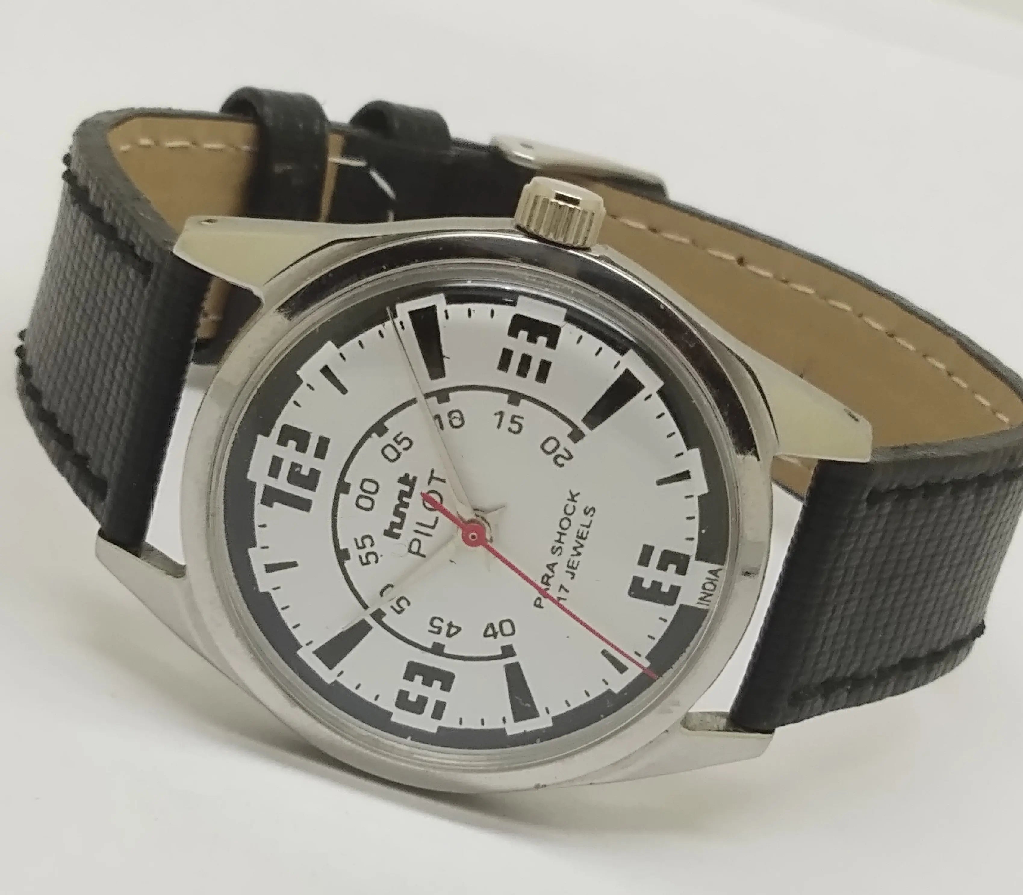 Hmt Pilot Mechanical Handwinding Movement leather Jewels Analog Dial Wrist Watch For Me National Watches