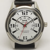 Hmt Pilot Mechanical Handwinding Movement leather Jewels Analog Dial Wrist Watch For Me
