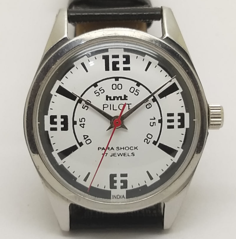 Hmt Pilot Mechanical Handwinding Movement leather Jewels Analog Dial Wrist Watch For Me