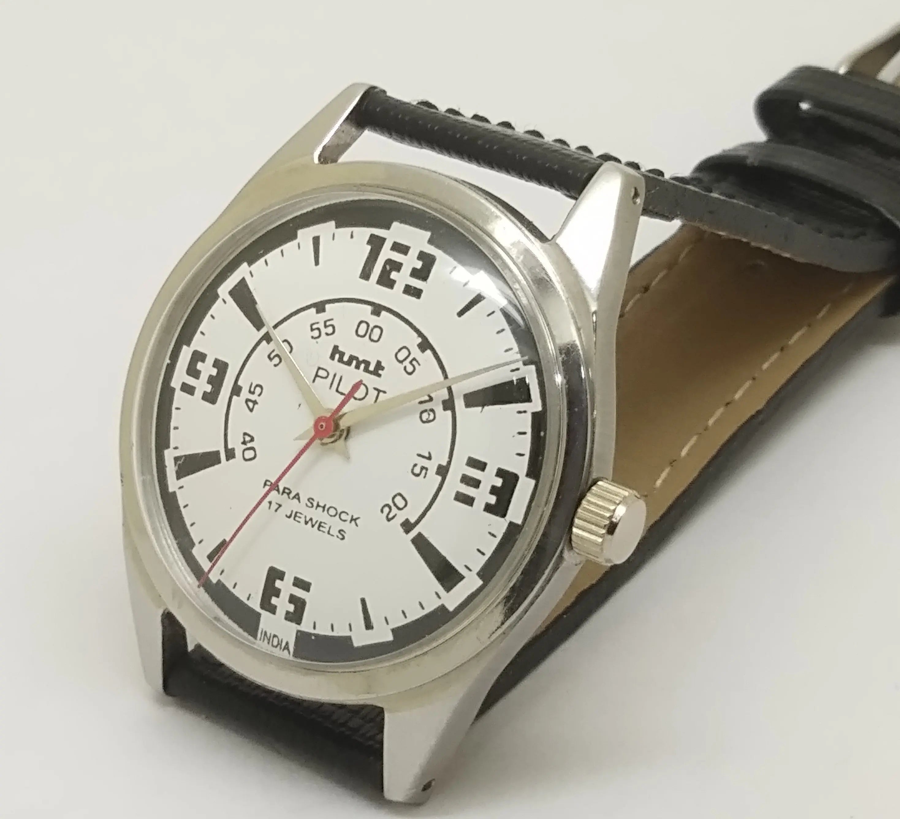 Hmt Pilot Mechanical Handwinding Movement leather Jewels Analog Dial Wrist Watch For Me National Watches