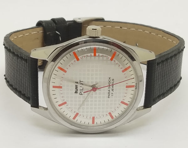 Hmt Pilot Mechanical Handwinding Movement leather Jewels Analog Dial Wrist Watch For Me