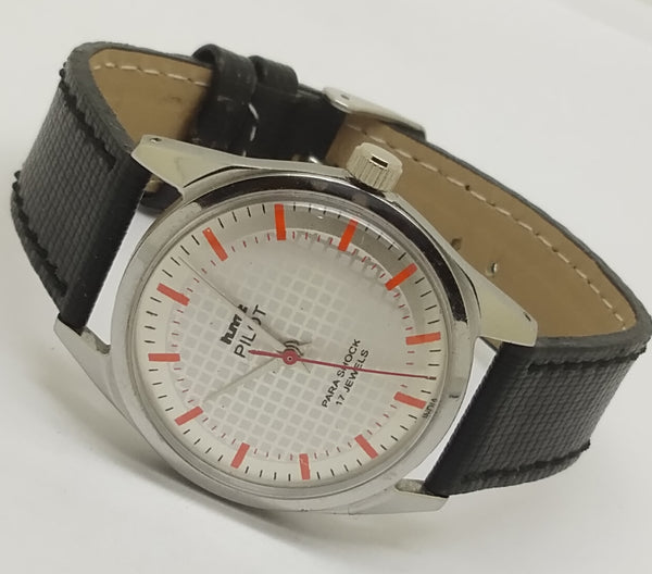 Hmt Pilot Mechanical Handwinding Movement leather Jewels Analog Dial Wrist Watch For Me