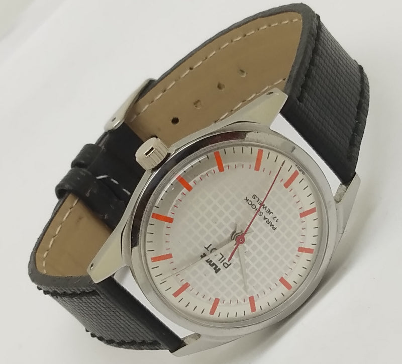 Hmt Pilot Mechanical Handwinding Movement leather Jewels Analog Dial Wrist Watch For Me