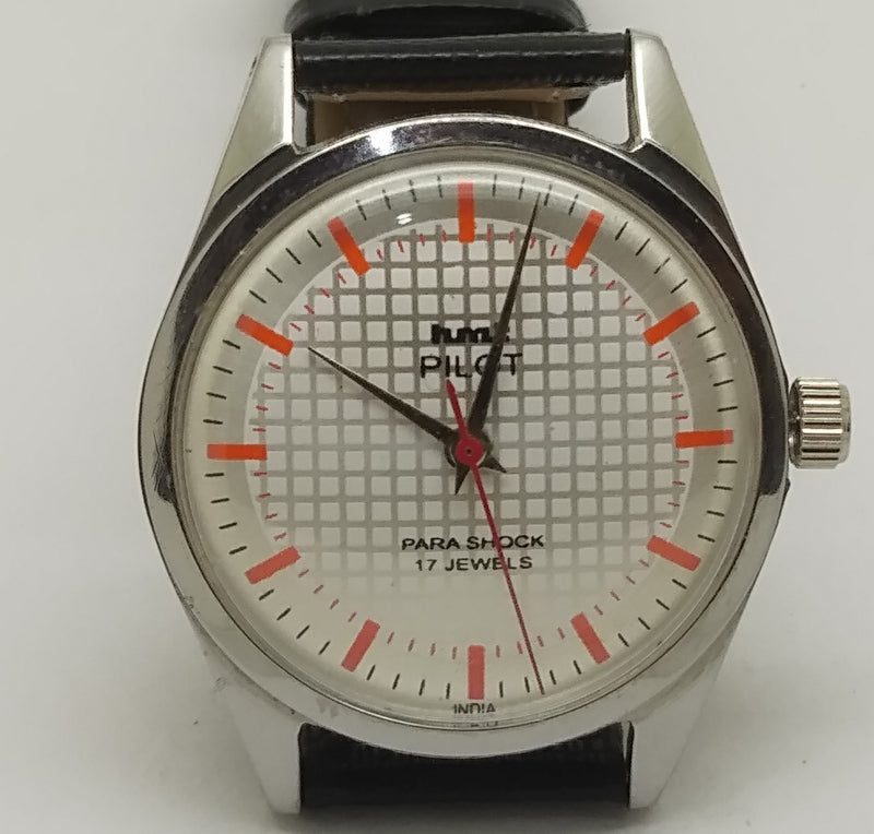Hmt Pilot Mechanical Handwinding Movement leather Jewels Analog Dial Wrist Watch For Me