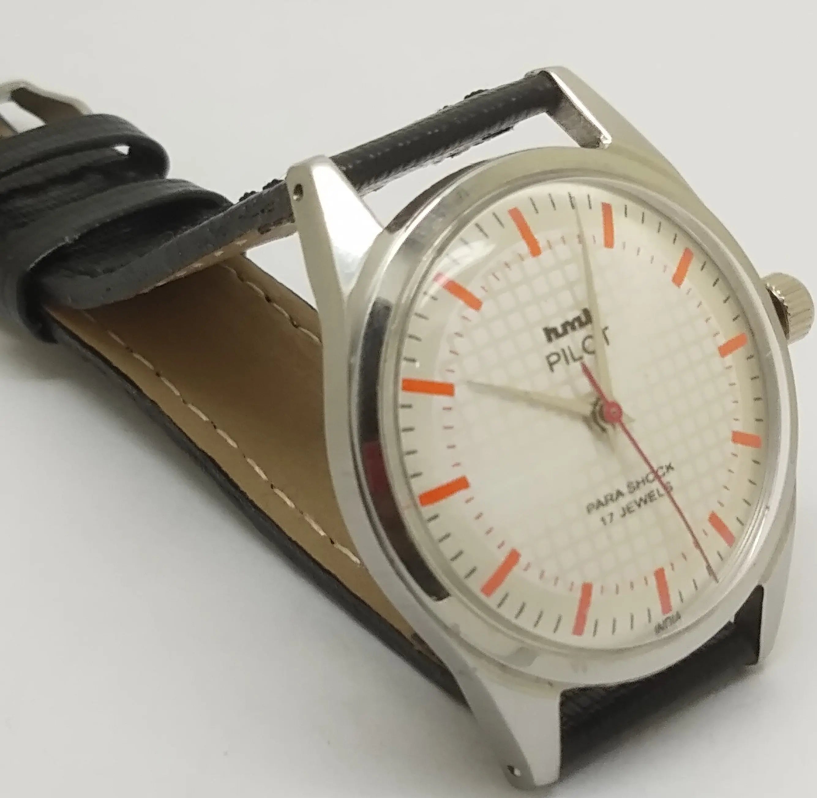 Hmt Pilot Mechanical Handwinding Movement leather Jewels Analog Dial Wrist Watch For Me National Watches