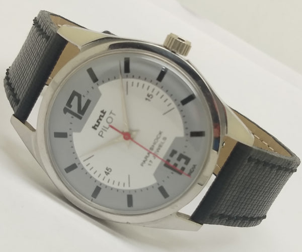 Hmt Pilot Mechanical Handwinding Movement leather Jewels Analog Dial Wrist Watch For Me