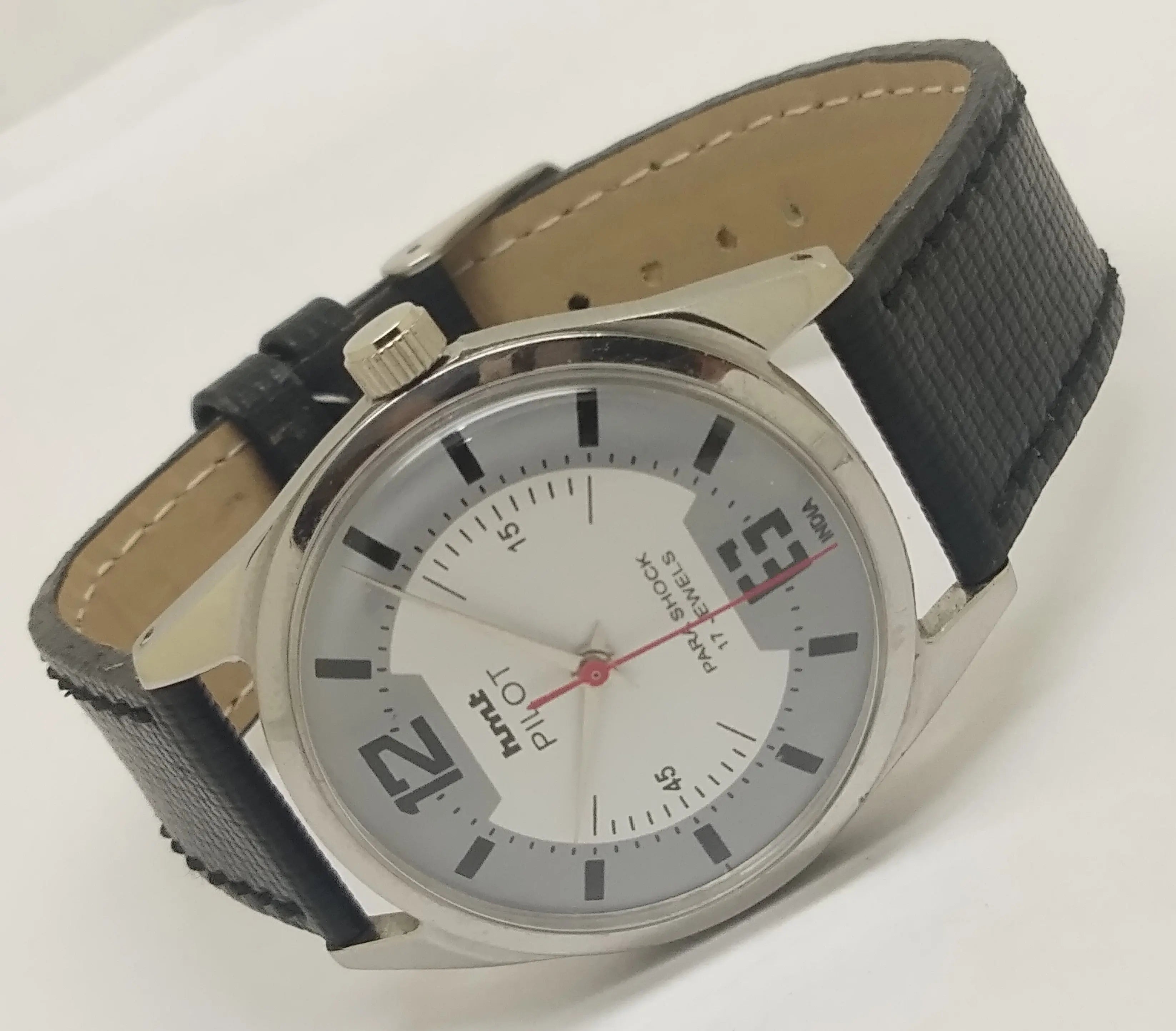 Hmt Pilot Mechanical Handwinding Movement leather Jewels Analog Dial Wrist Watch For Me National Watches