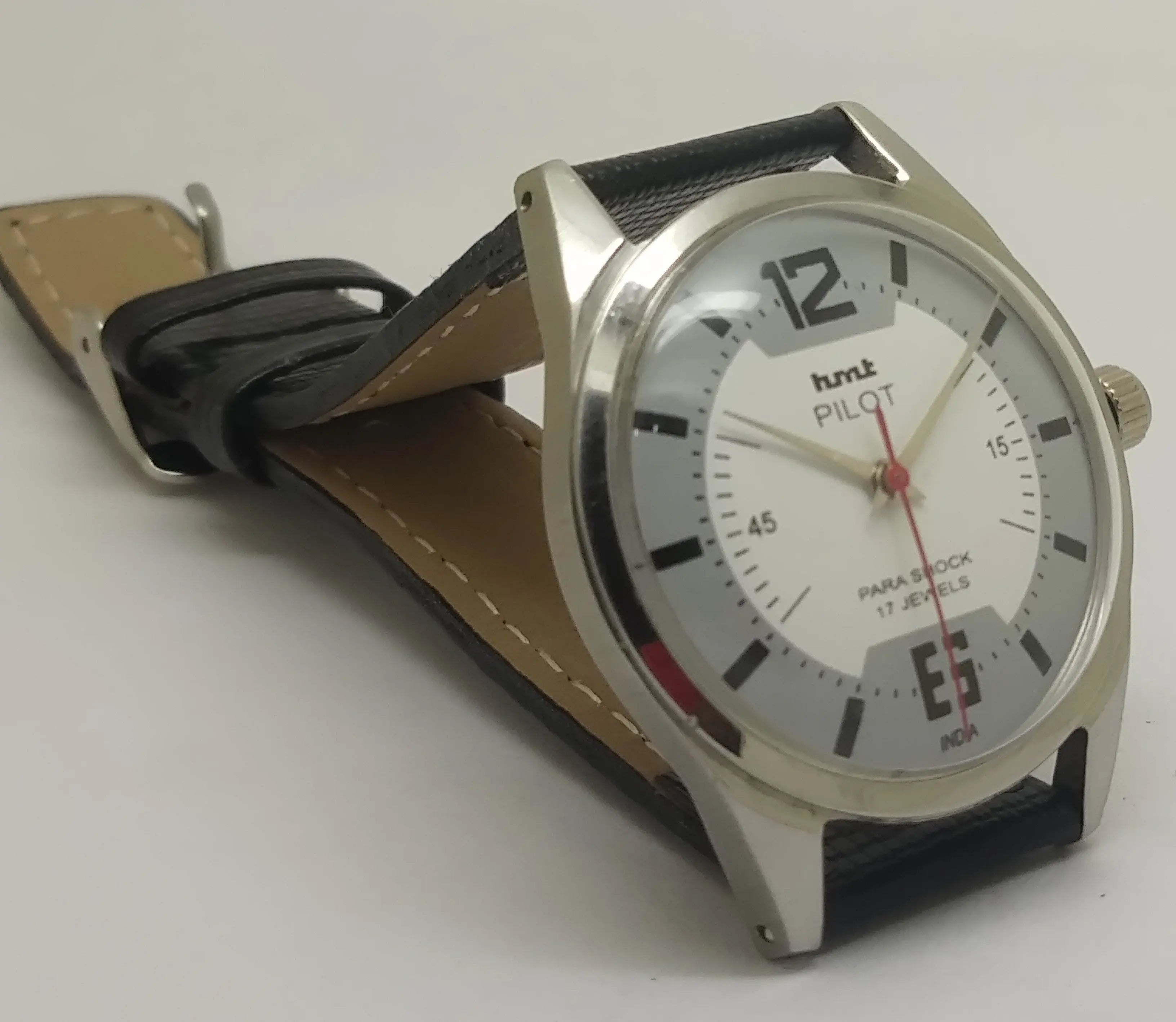 Hmt Pilot Mechanical Handwinding Movement leather Jewels Analog Dial Wrist Watch For Me National Watches