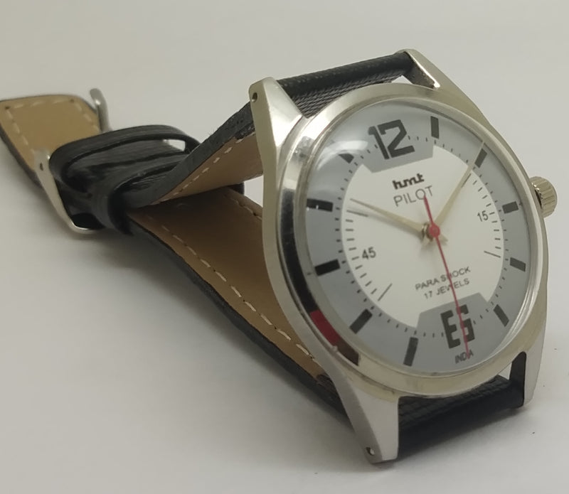 Hmt Pilot Mechanical Handwinding Movement leather Jewels Analog Dial Wrist Watch For Me