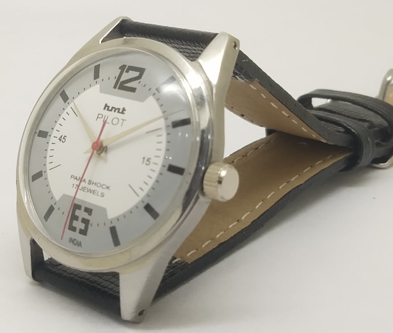 Hmt Pilot Mechanical Handwinding Movement leather Jewels Analog Dial Wrist Watch For Me