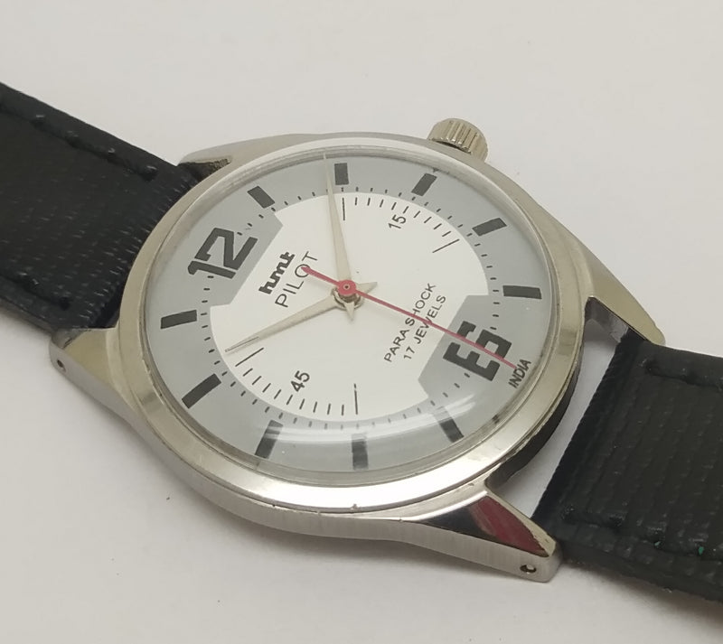 Hmt Pilot Mechanical Handwinding Movement leather Jewels Analog Dial Wrist Watch For Me